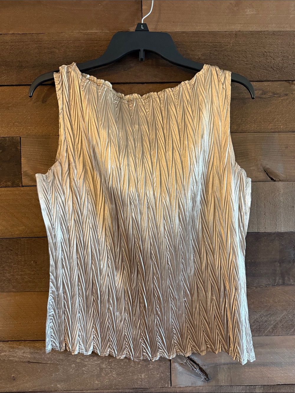 Metallic Gold Pleated Sleeveless Top
